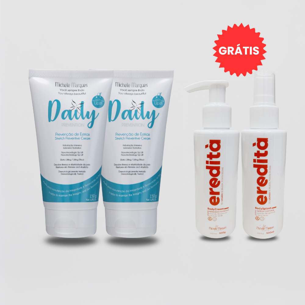 Combo de 2 Daily prevenção + Kit Body Splash e Body Cream de presente